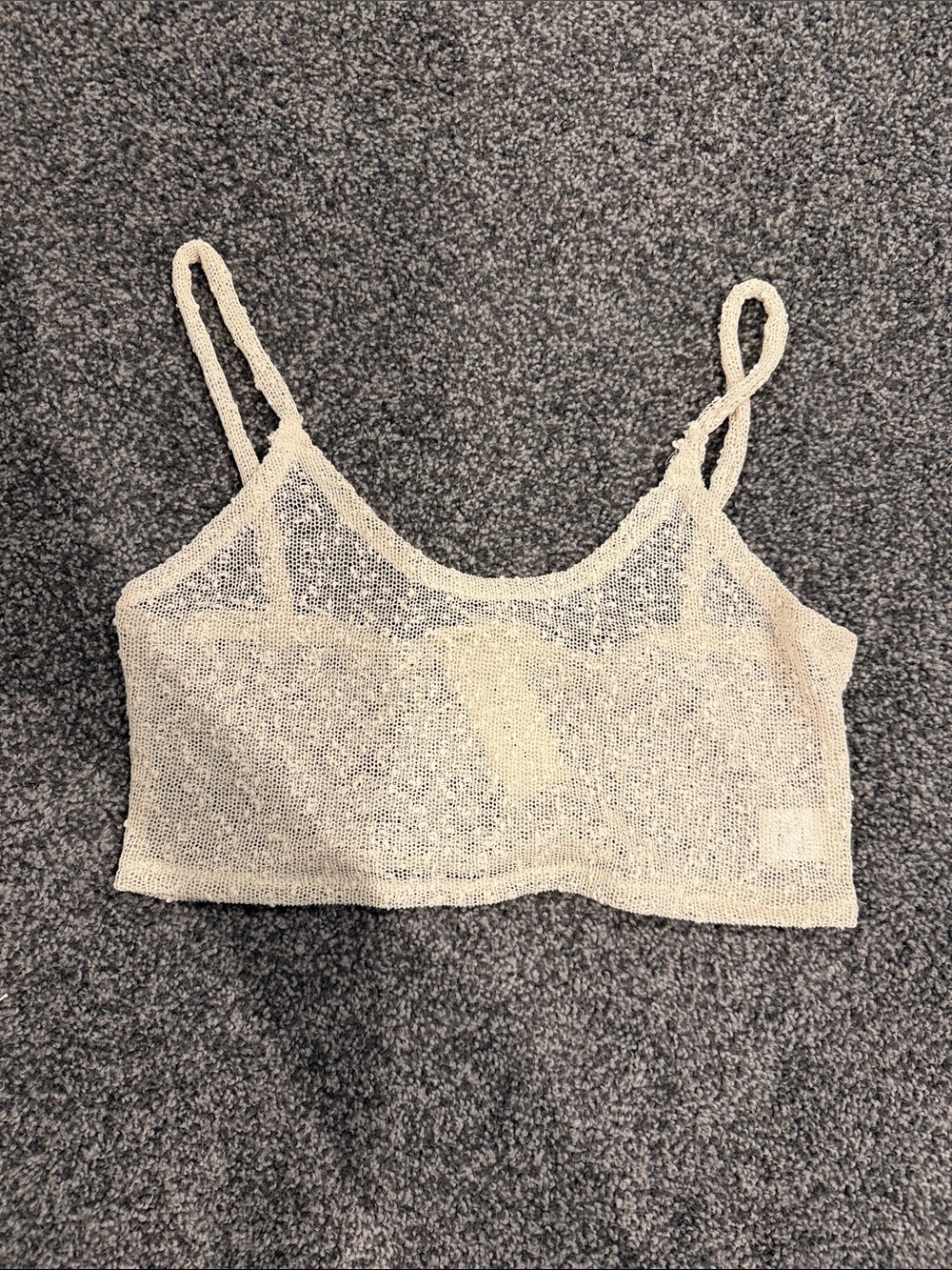 La Hearts Sheer Knit Cream Swim Coverup Tank